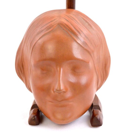 Vintage Goebel Germany Woman's Face Wall Hanging, Terra Cotta Pottery - Picture 1 of 10